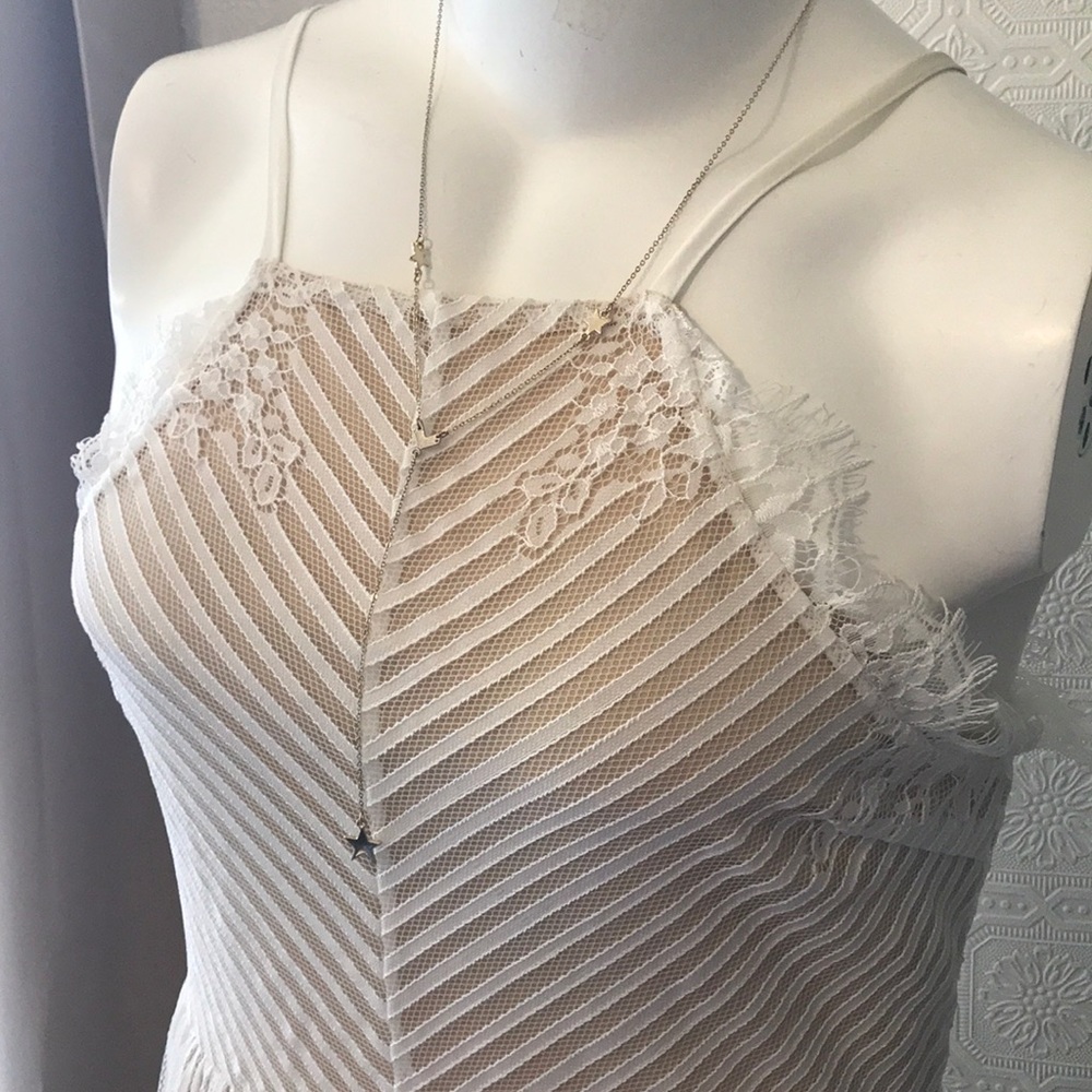 Francesca’s Dress White Lace Adjustable straps L